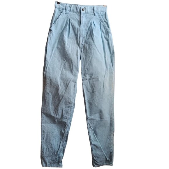 26x30 Vintage 1980's Womens Smacs Blue Corduroy High-Waisted Preppy Pants USA - Picture 1 of 9